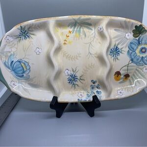 Pfaltzgraff Divided Dish “Vintage Floral” 14” White Blue NWOT